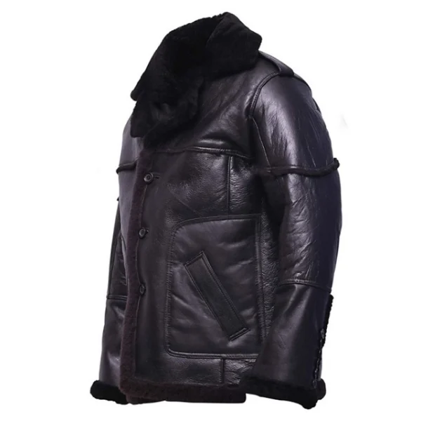 Veste pour homme en véritable peau de mouton avec fourrure noire (5)