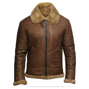 Giacca in pelle di montone marrone