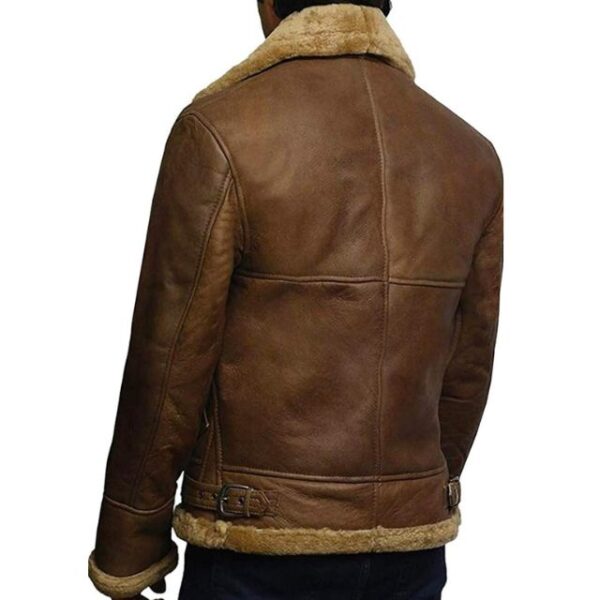Veste pour homme en cuir véritable véritable marron avec fourrure de qualité supérieure (4)