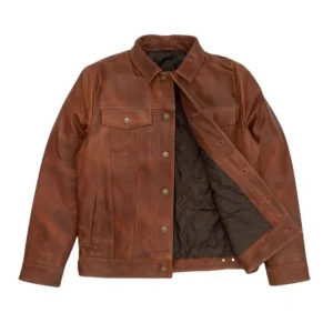 Giacca in pelle marrone vintage da uomo