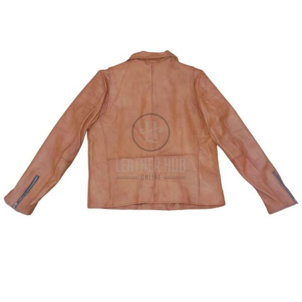 Blouson de motard en cuir véritable de mouton marron pour homme, style racer (3)