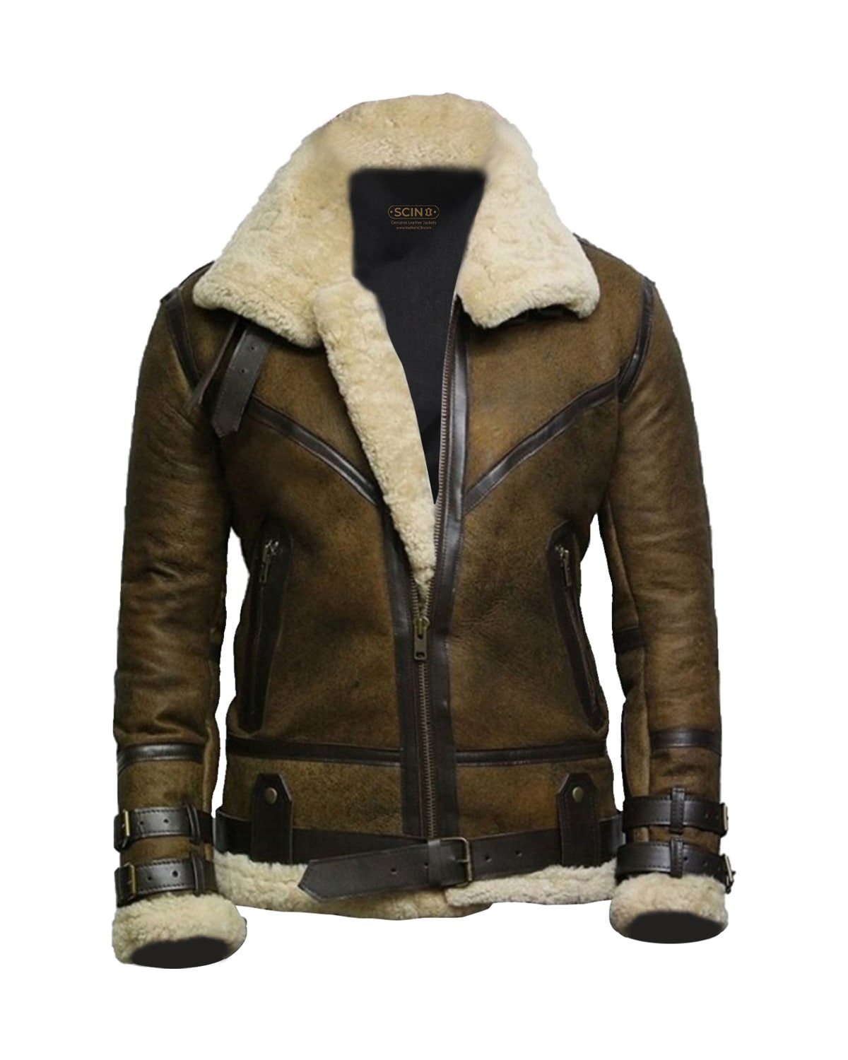 Veste en cuir véritable Blake Bomber