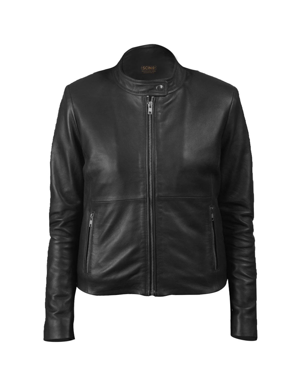 Veste en peau de mouton classique Cafe Rider pour femme, noire