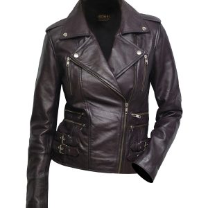 Giacca in pelle da motociclista retrò Elsa