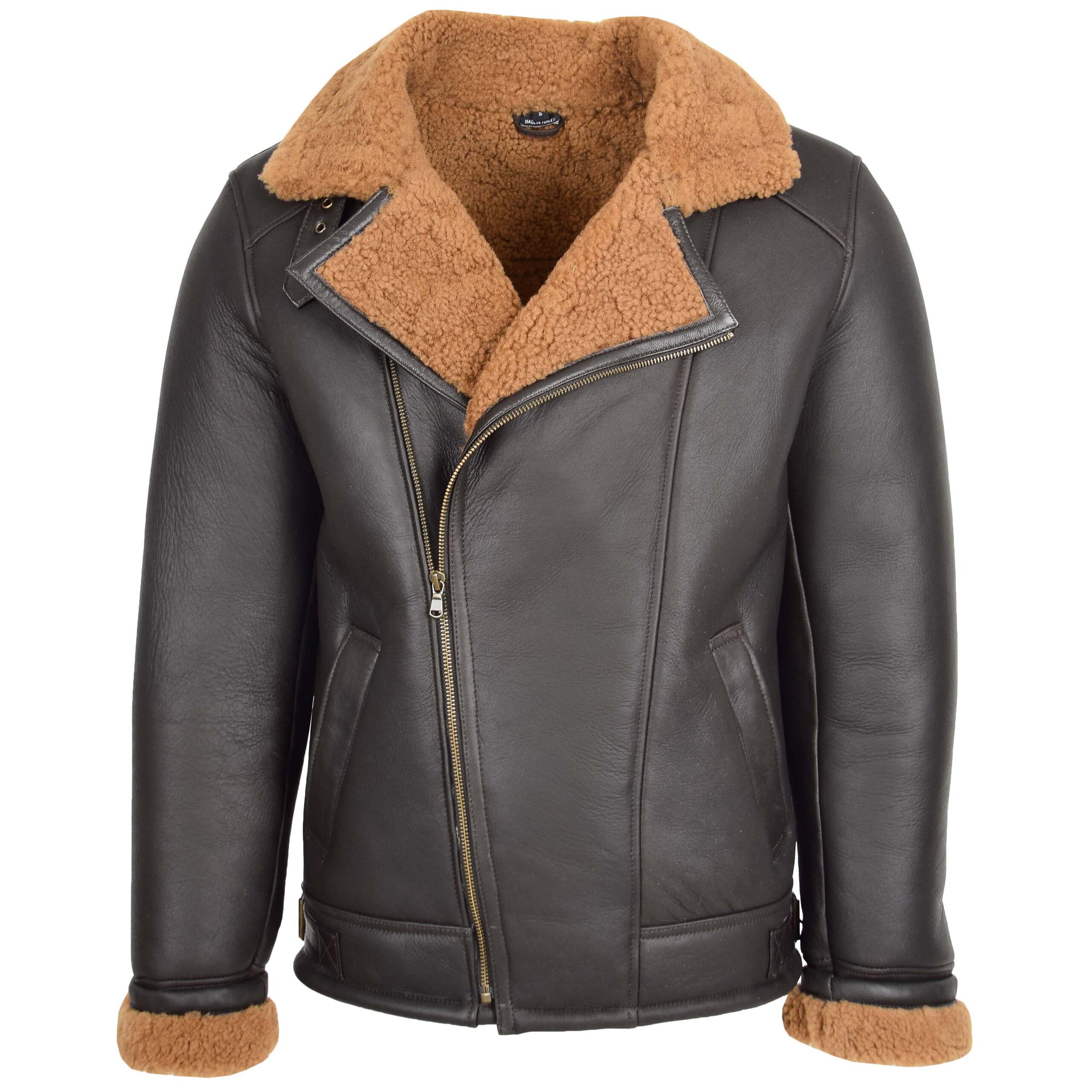 BUNERI Aviateur Peau Mouton Blen Marron Gingembre
