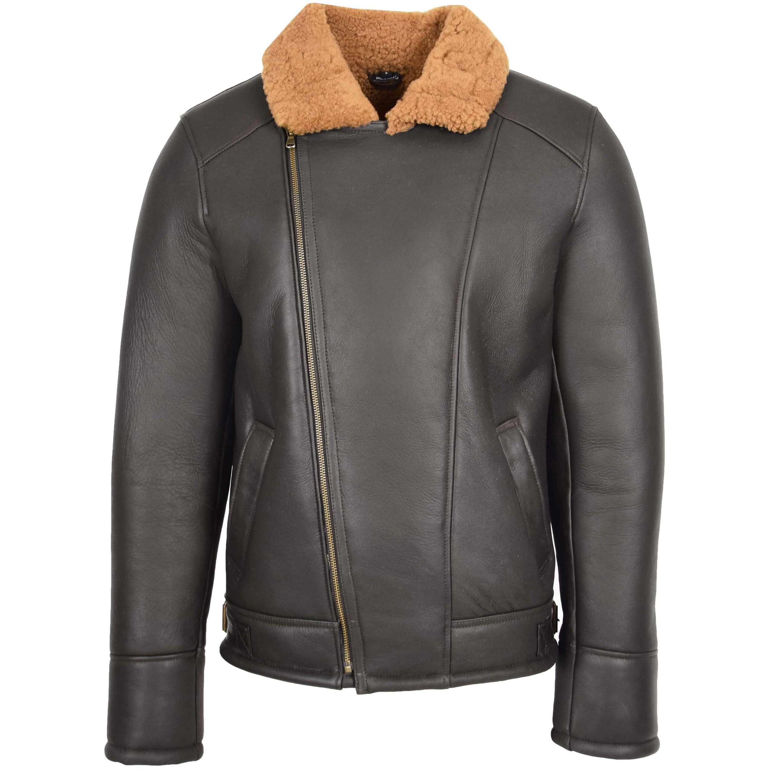 BUNERI Aviateur Peau Mouton Blen Marron Gingembre – Image 3