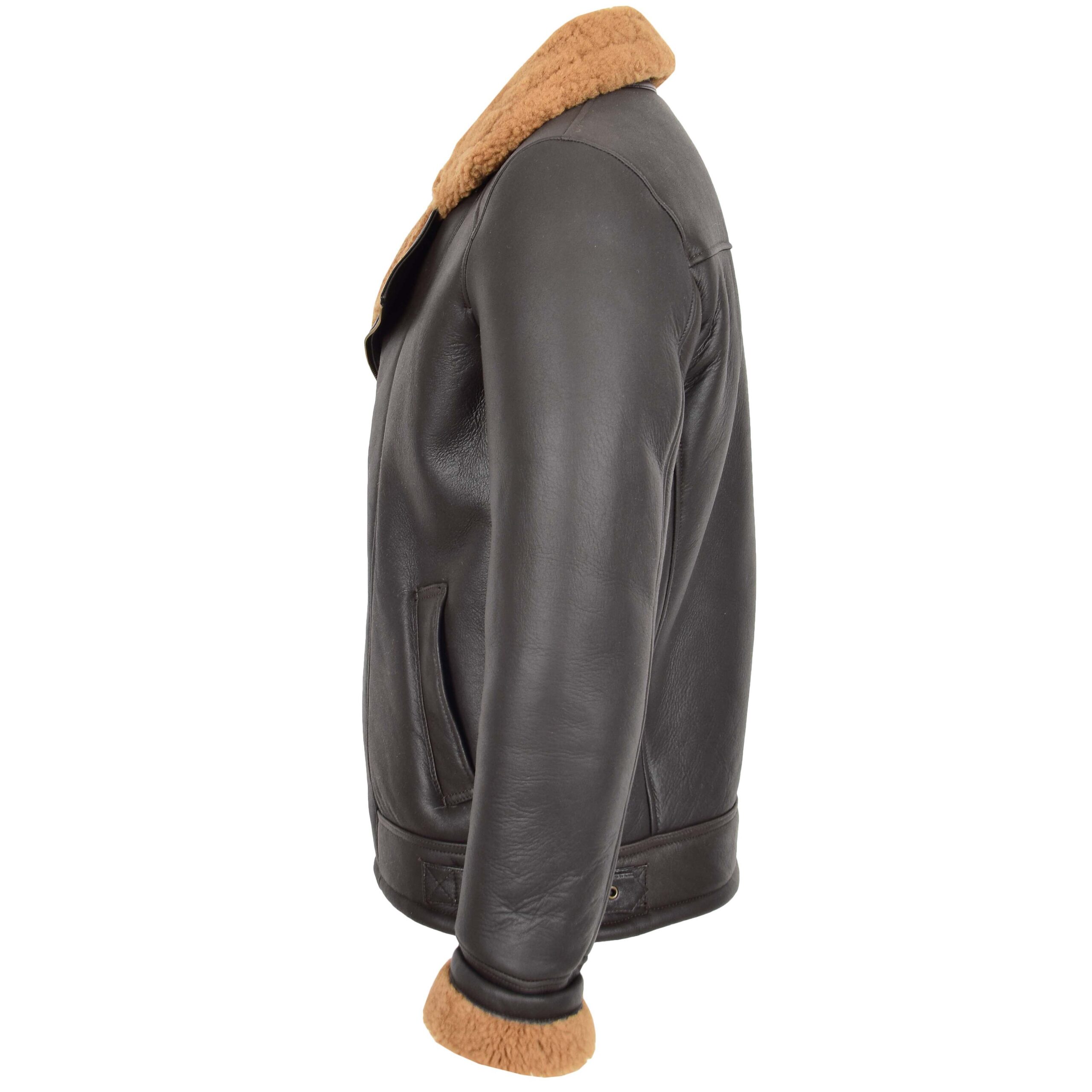 BUNERI Aviateur Peau Mouton Blen Marron Gingembre – Image 5