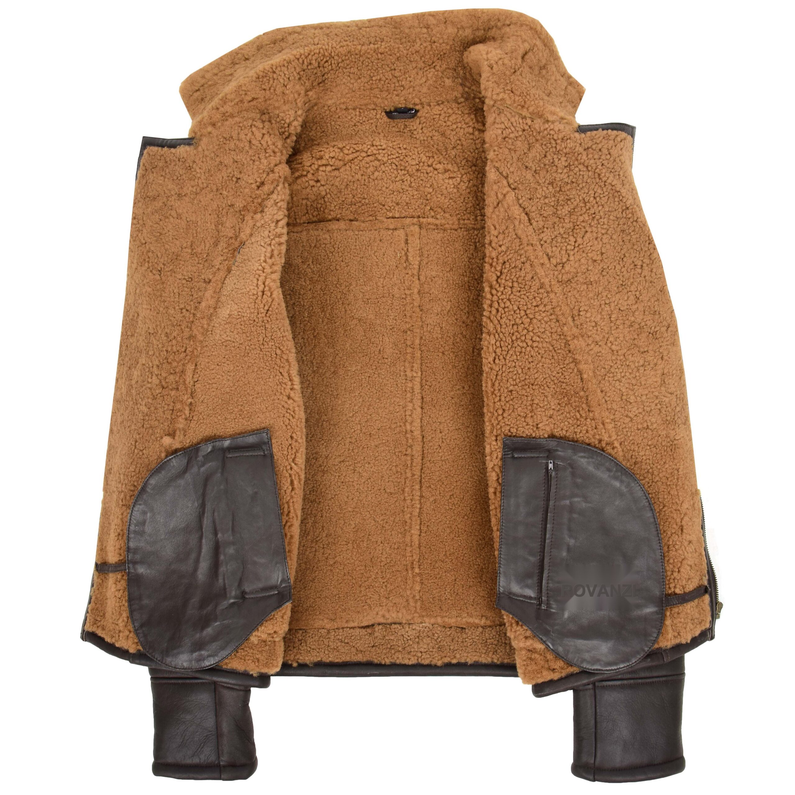 BUNERI Aviateur Peau Mouton Blen Marron Gingembre – Image 6