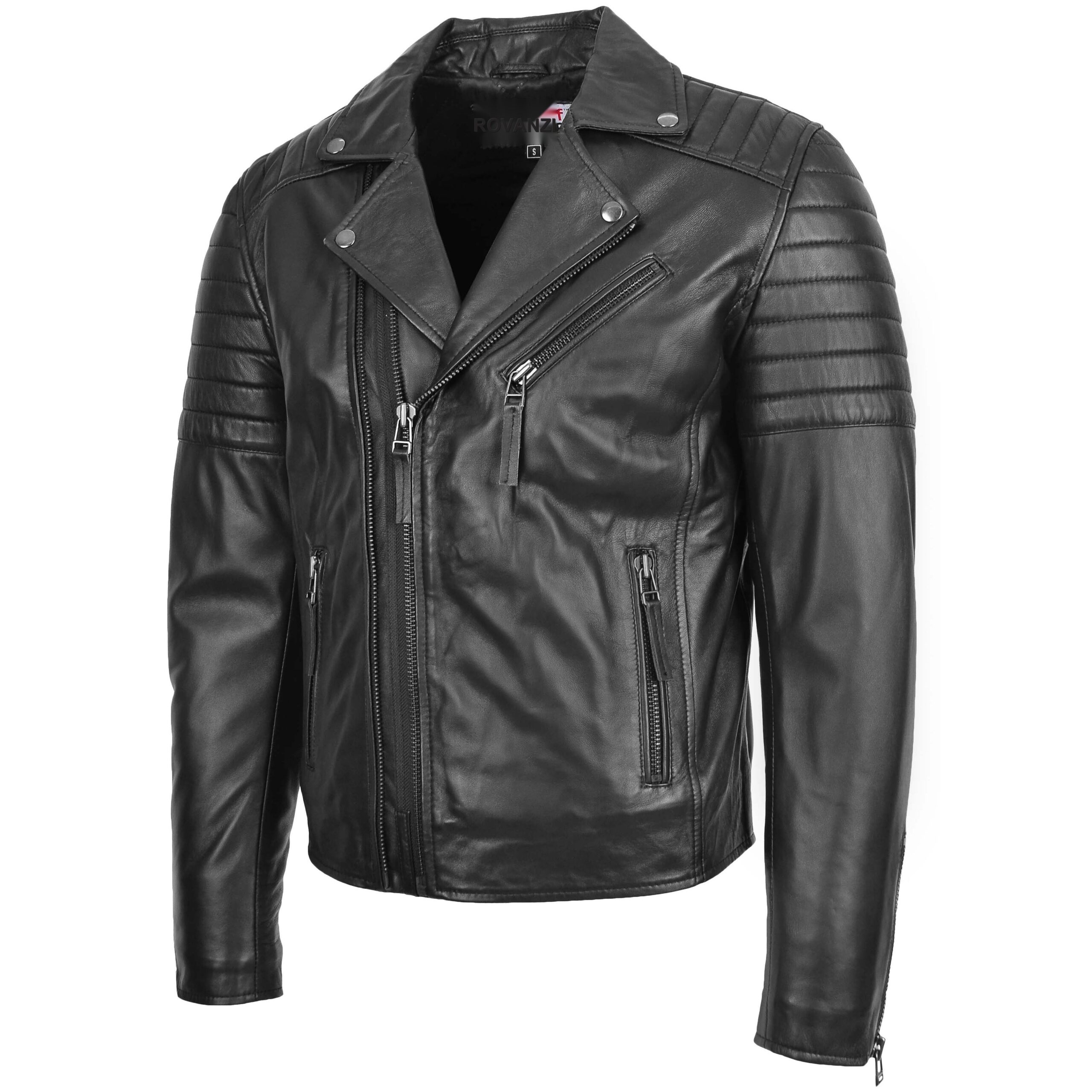 BUNERI Biker Cuir Noir Double Zip Crochet Homme – Image 4