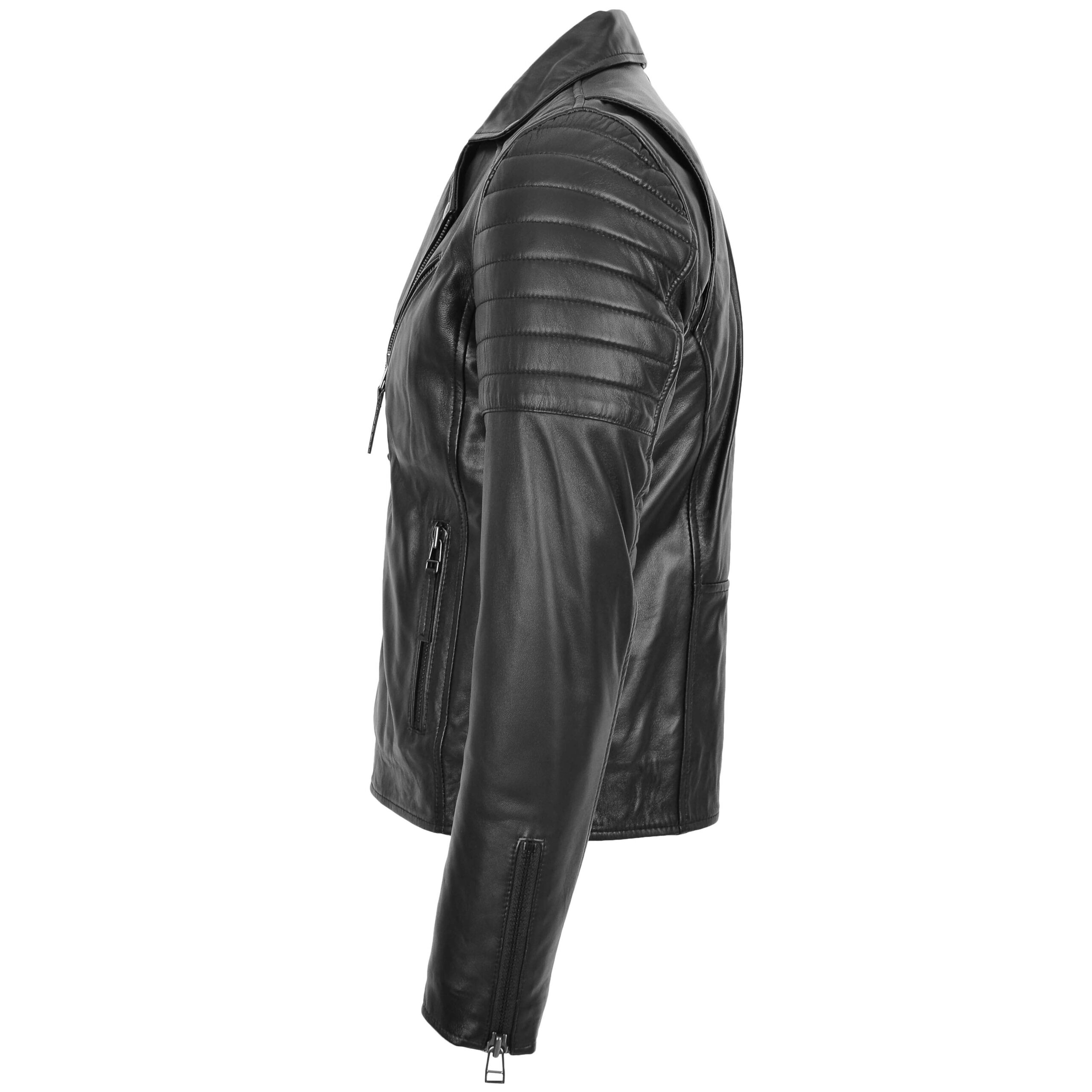 BUNERI Biker Cuir Noir Double Zip Crochet Homme – Image 5
