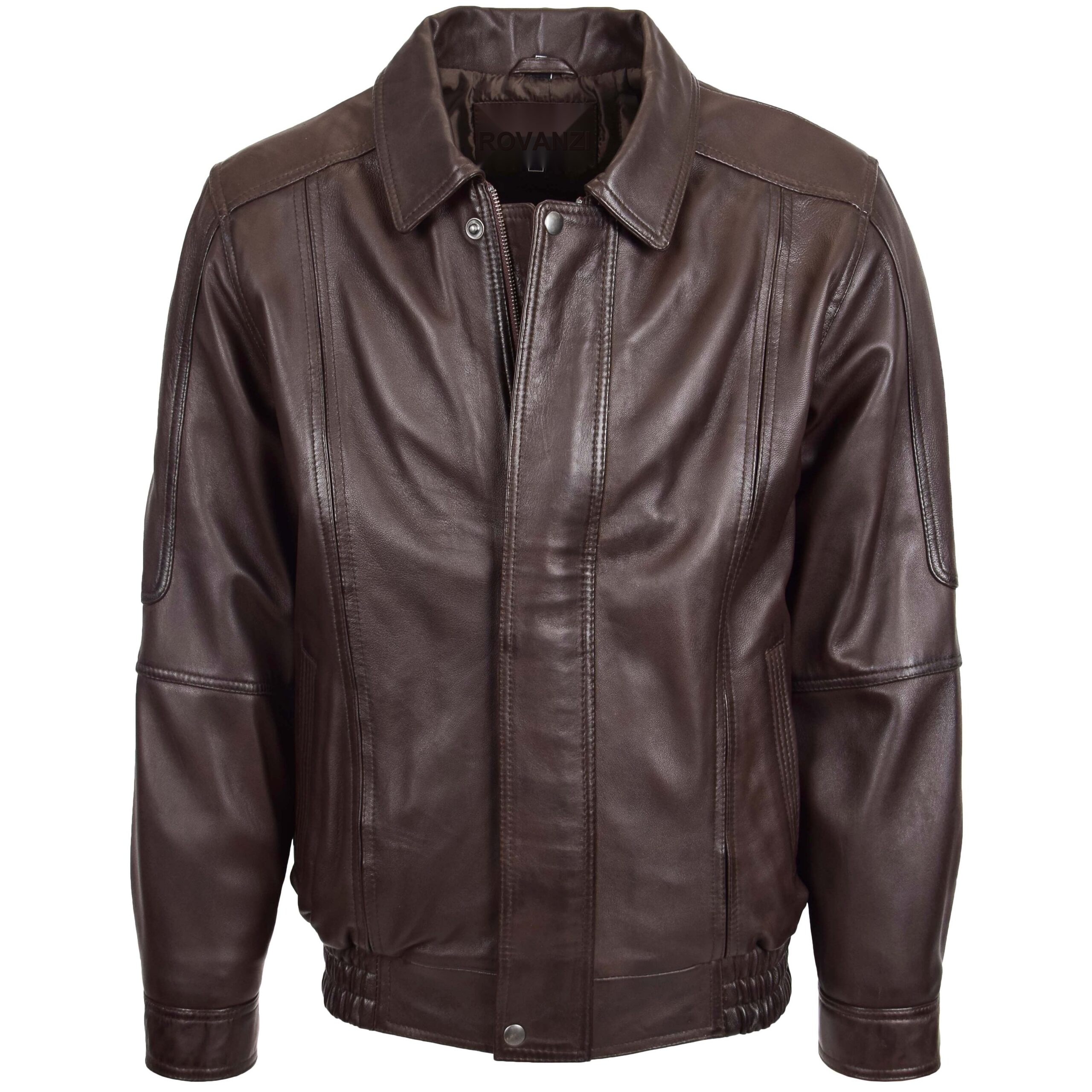 BUNERI Veste Homme Cuir Bomber Classique Marron Nappa