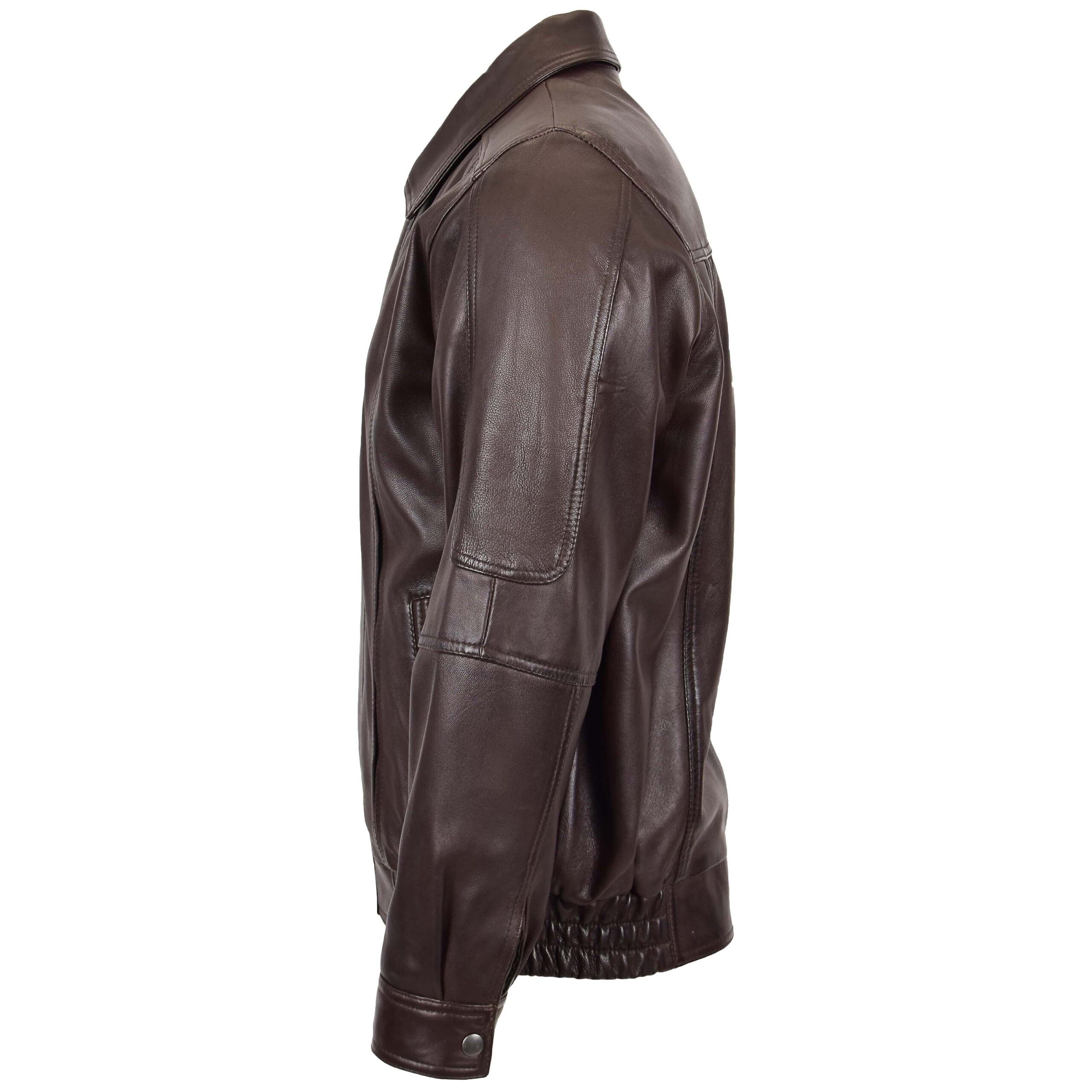 BUNERI Veste Homme Cuir Bomber Classique Marron Nappa – Image 5