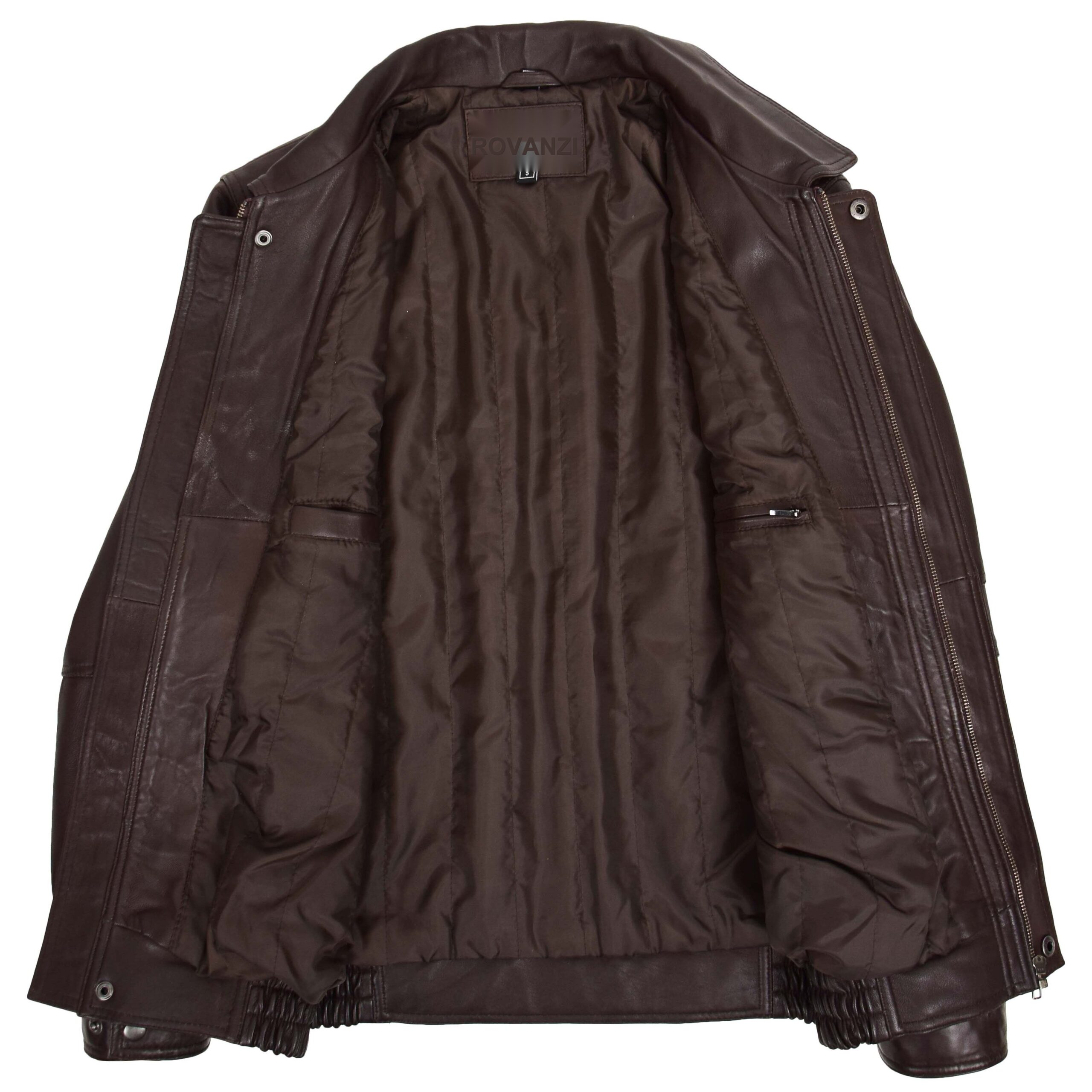 BUNERI Veste Homme Cuir Bomber Classique Marron Nappa – Image 6
