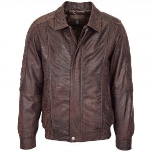 BUNERI Bomber Cuir Nubuck Jim Marron Classique