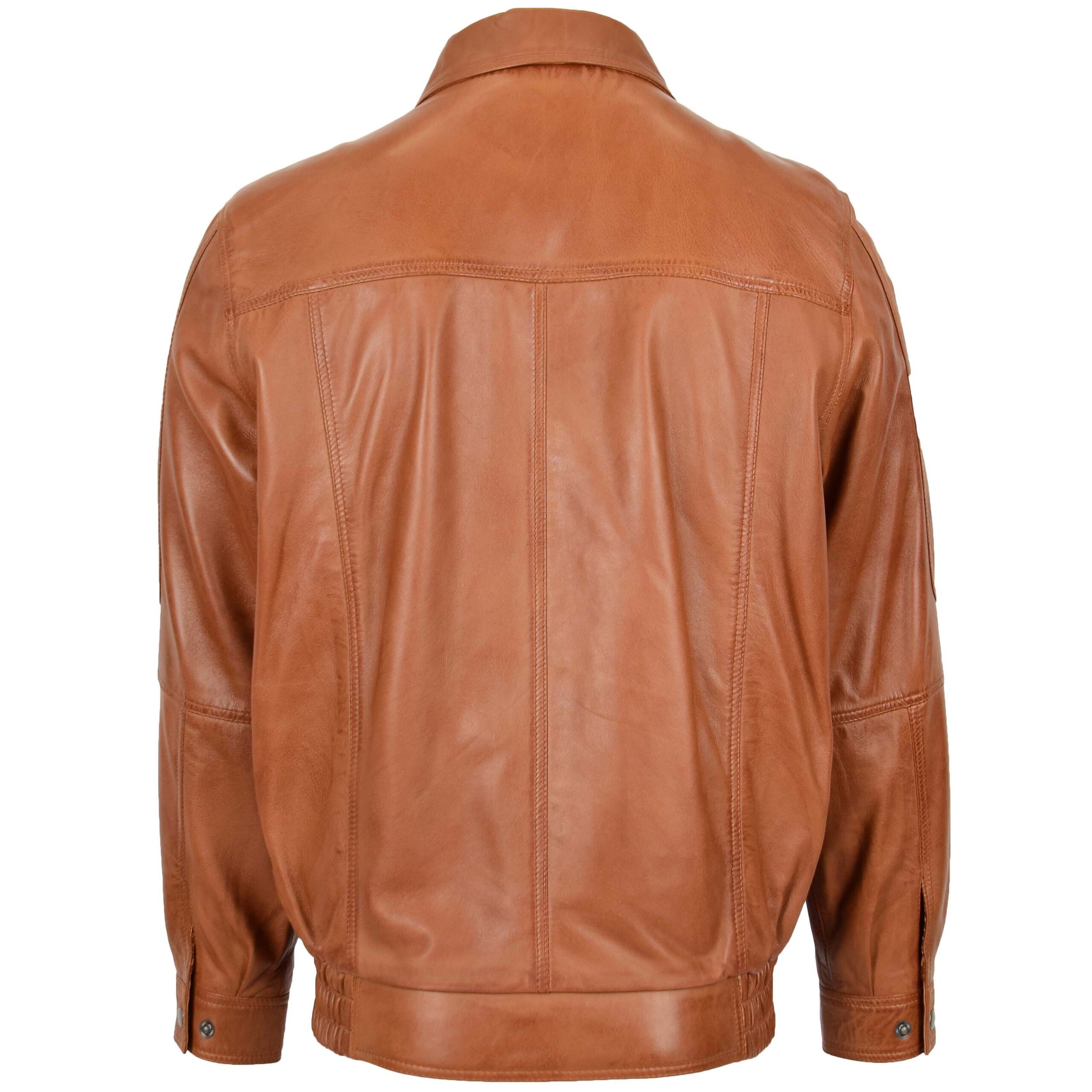 BUNERI Blouson Bomber Homme Cuir Style Classique Camel – Image 2