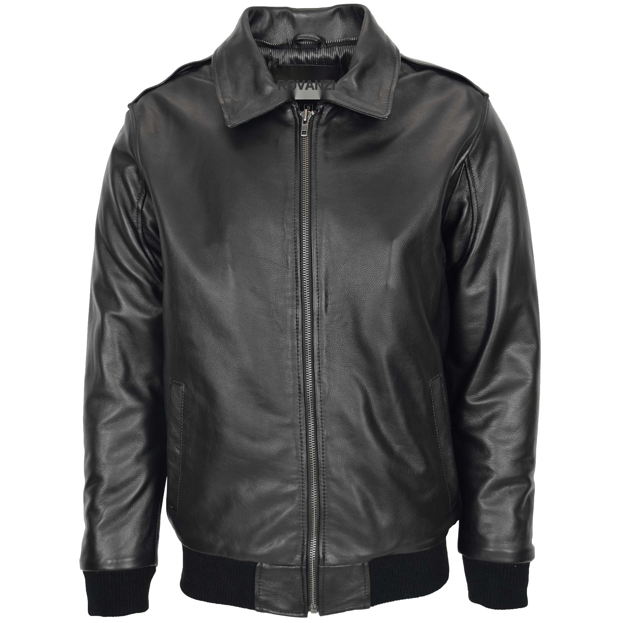 BUNERI Bomber Cuir Viggo Noir avec Col Mouton – Image 3