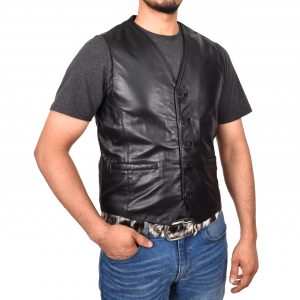 BUNERI Cuir Nick Noir Boutonné