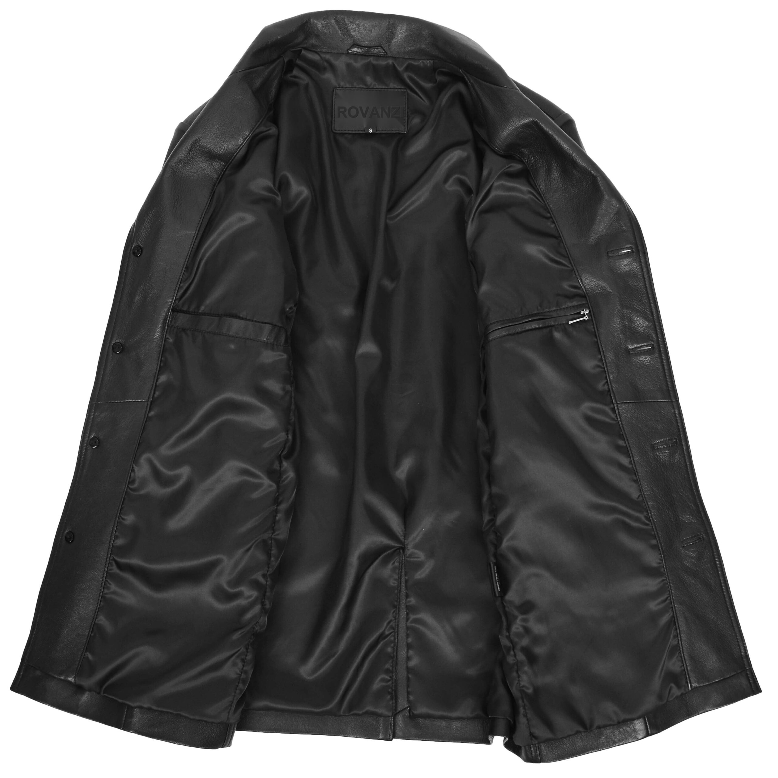 BUNERI Veste Homme Cuir Reefer Boutonne Noir – Image 5