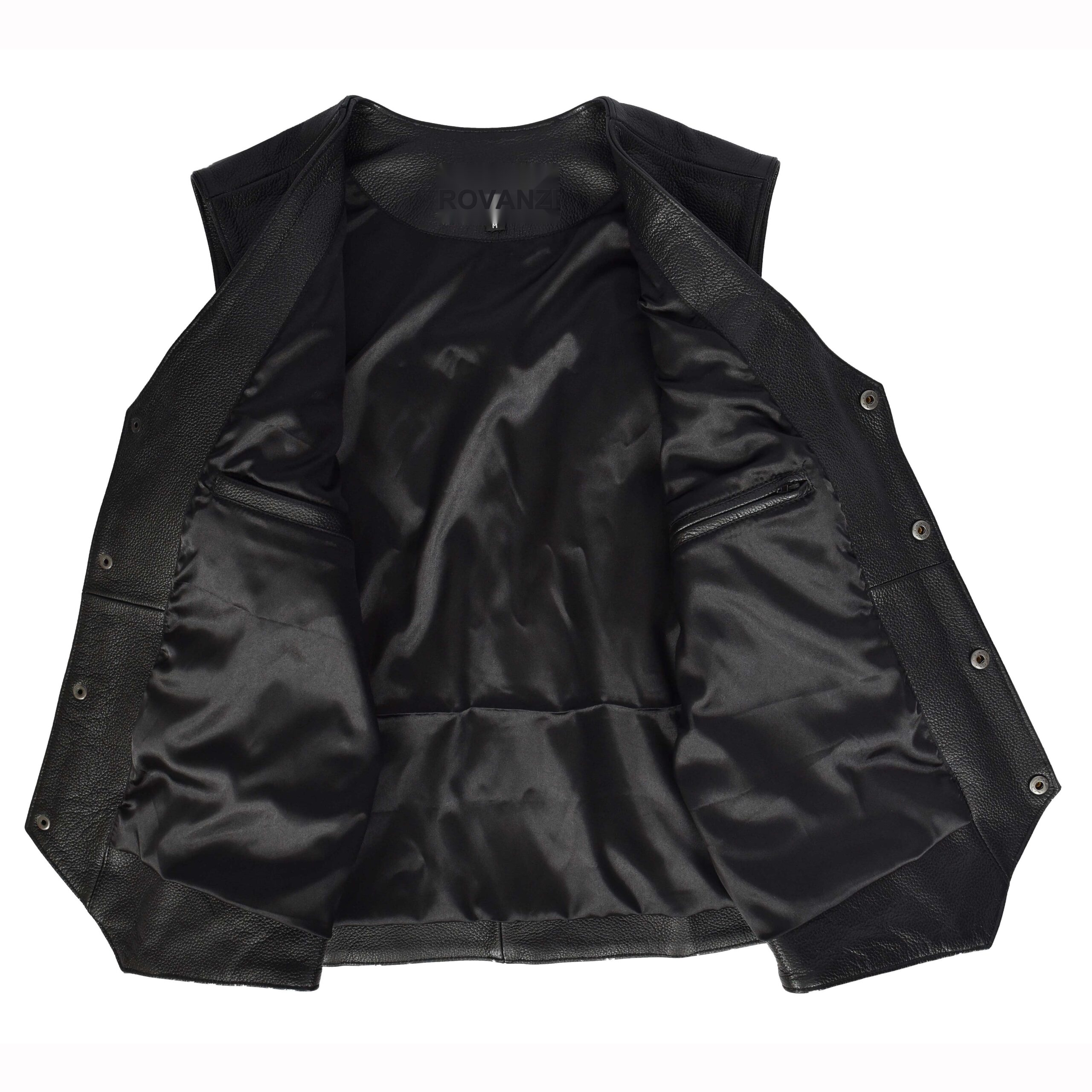 BUNERI Gilet Biker en Cuir de Vachette pour Homme Franges Western Noir – Image 6
