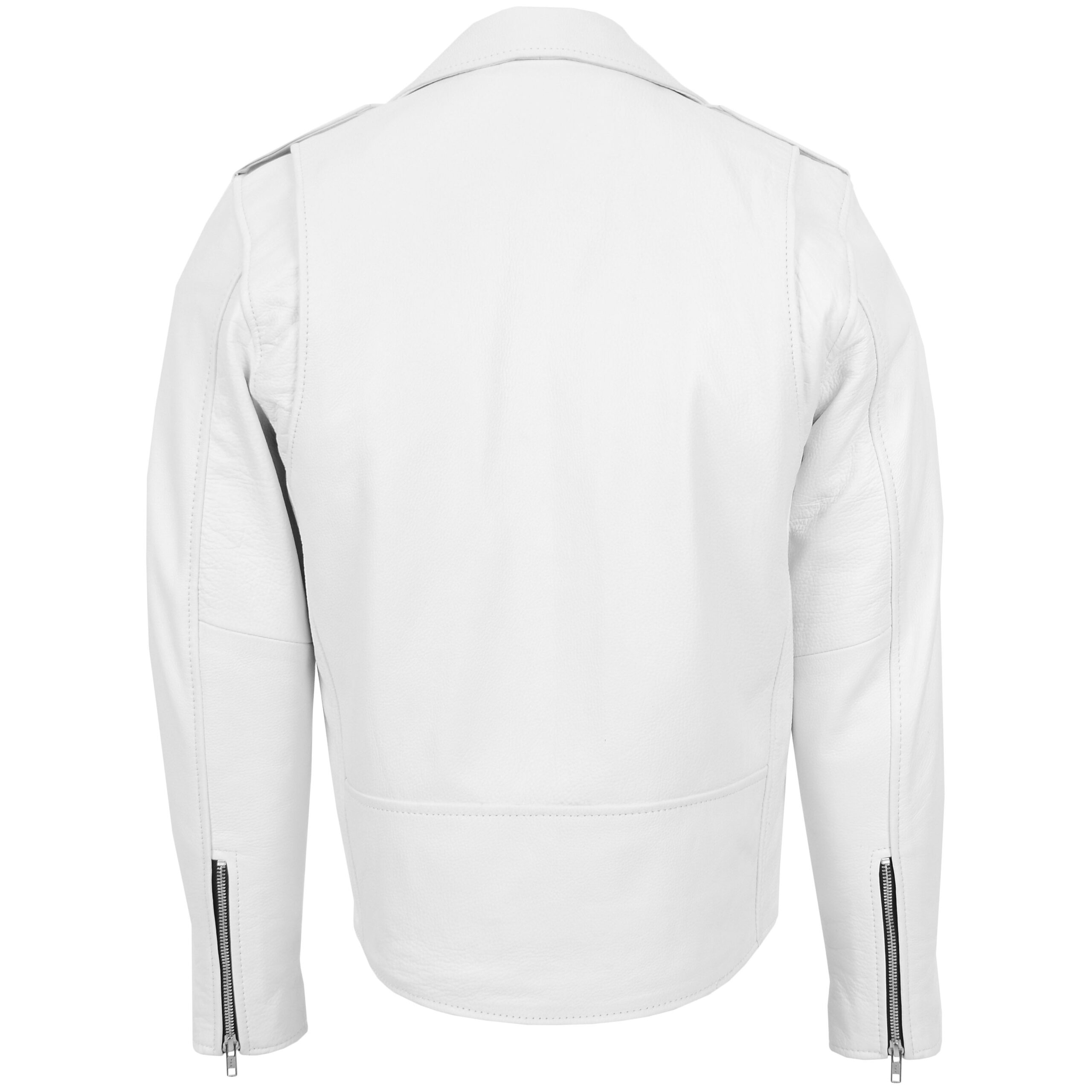 BUNERI Blouson Biker en Cuir Blanc Lourd Style Brando pour Homme – Image 2