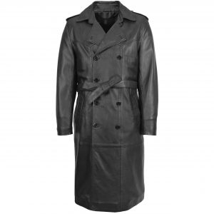 BUNERI Cuir Travis Noir 3/4 Longueur Double Boutonnage