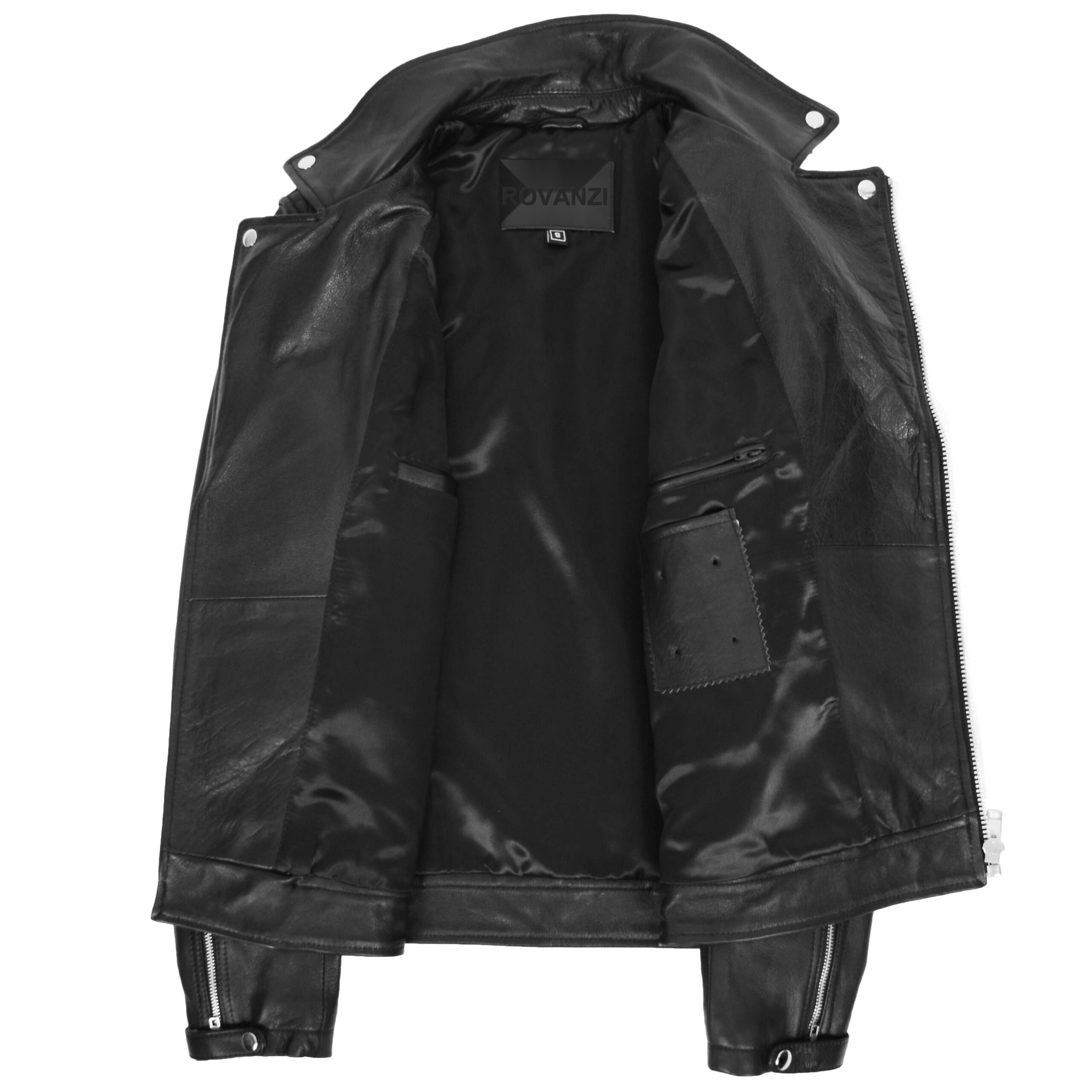 BUNERI Veste Biker en Cuir Design Brando pour Homme Noir – Image 6