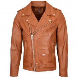 BUNERI Biker Cuir Johnny Tan Style Brando