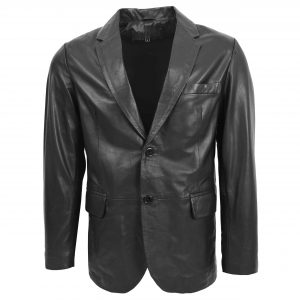 BUNERI Cuir Zavi Noir Deux Boutons