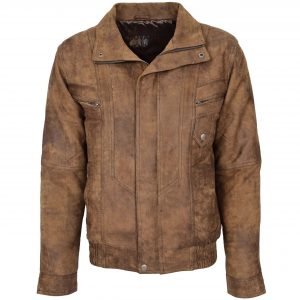 BUNERI Veste Homme Cuir Bomber Blouson Marron