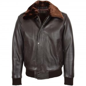 BUNERI Pilote Cuir Leroy Marron Col Amovible