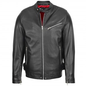 BUNERI Veste Biker Café Racer Casual en Cuir Noir pour Homme