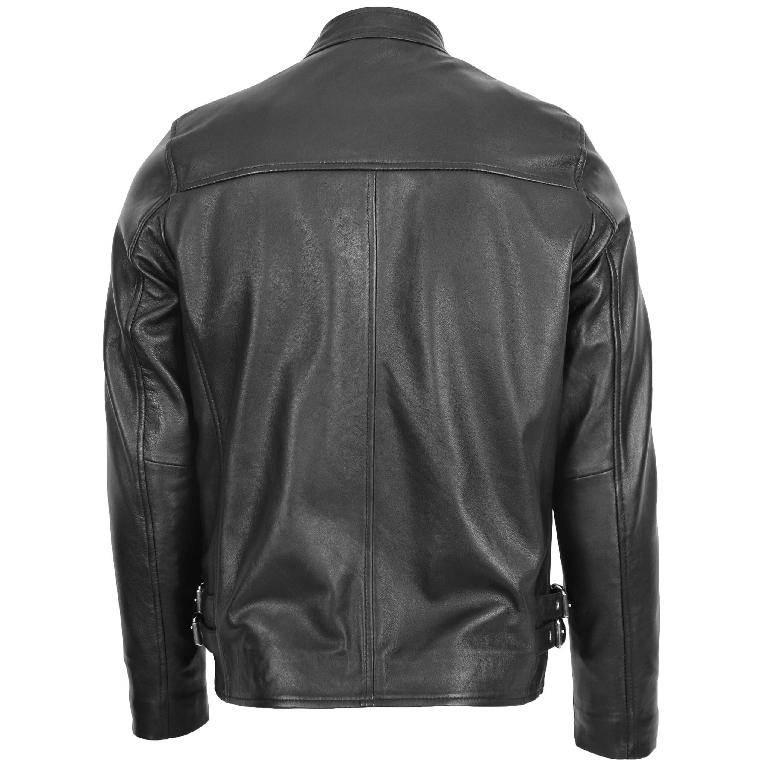 BUNERI Veste Biker Café Racer Casual en Cuir Noir pour Homme – Image 2