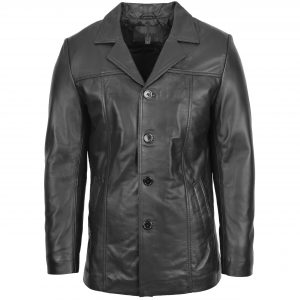 BUNERI Veste Homme Cuir Classique Reefer Noir