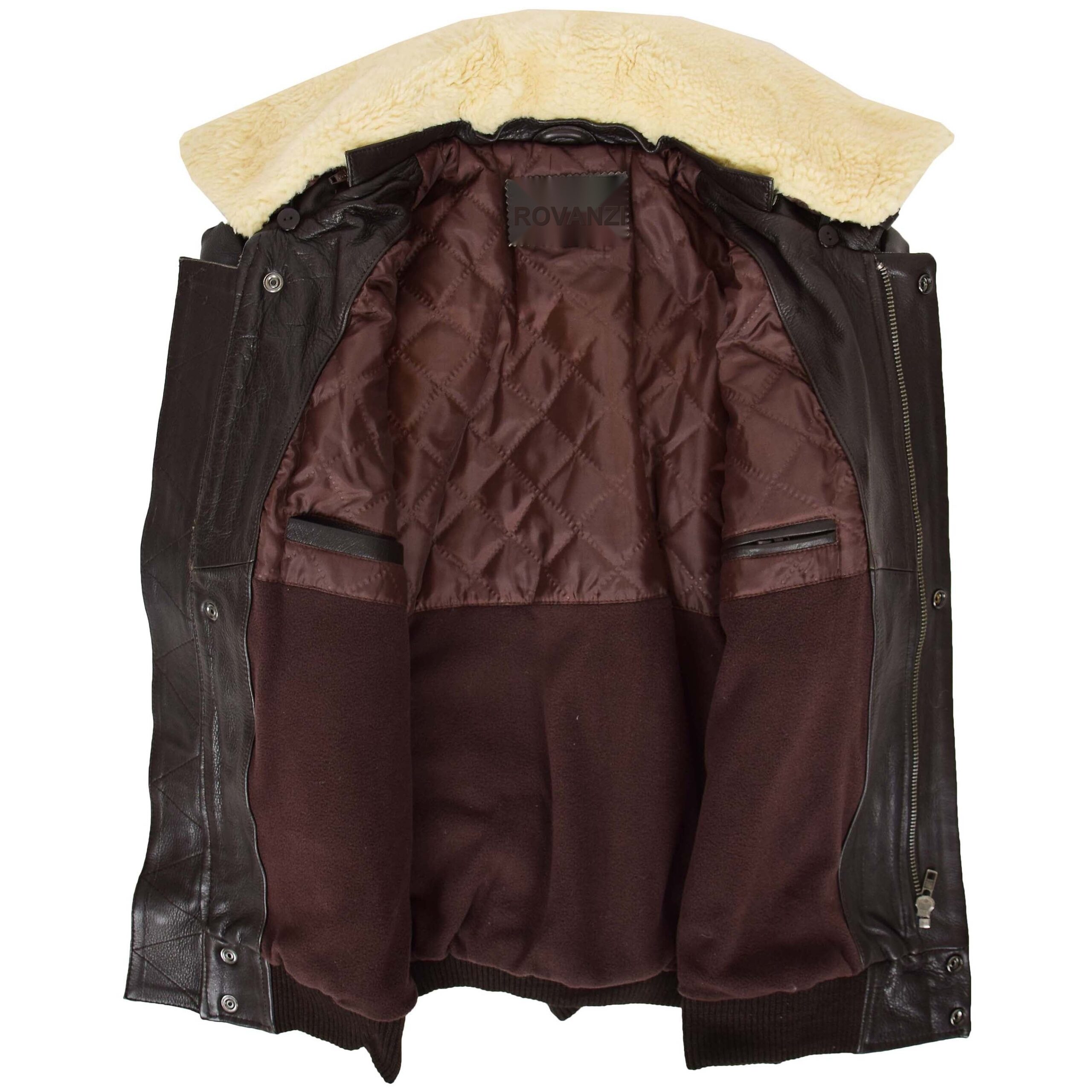 BUNERI Cuir Pilot-N Marron à Col Amovible – Image 6