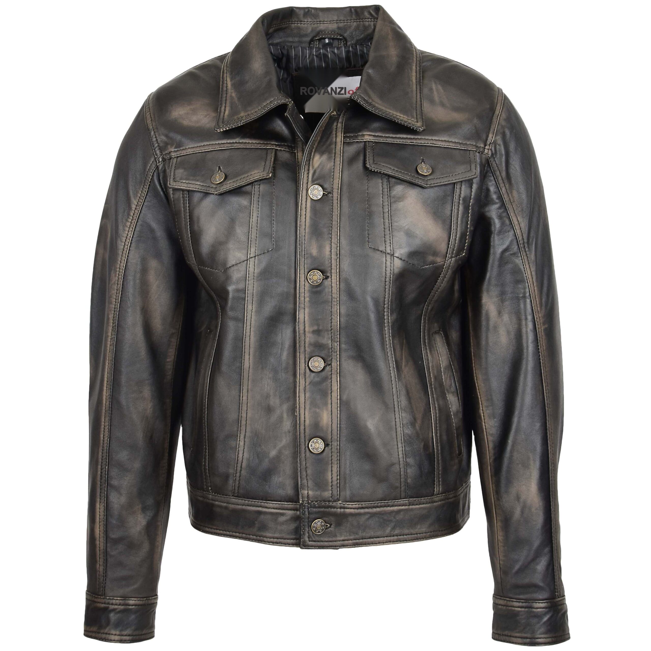 BUNERI Veste Homme Cuir Lee Rider Casual Noir Bicolore II