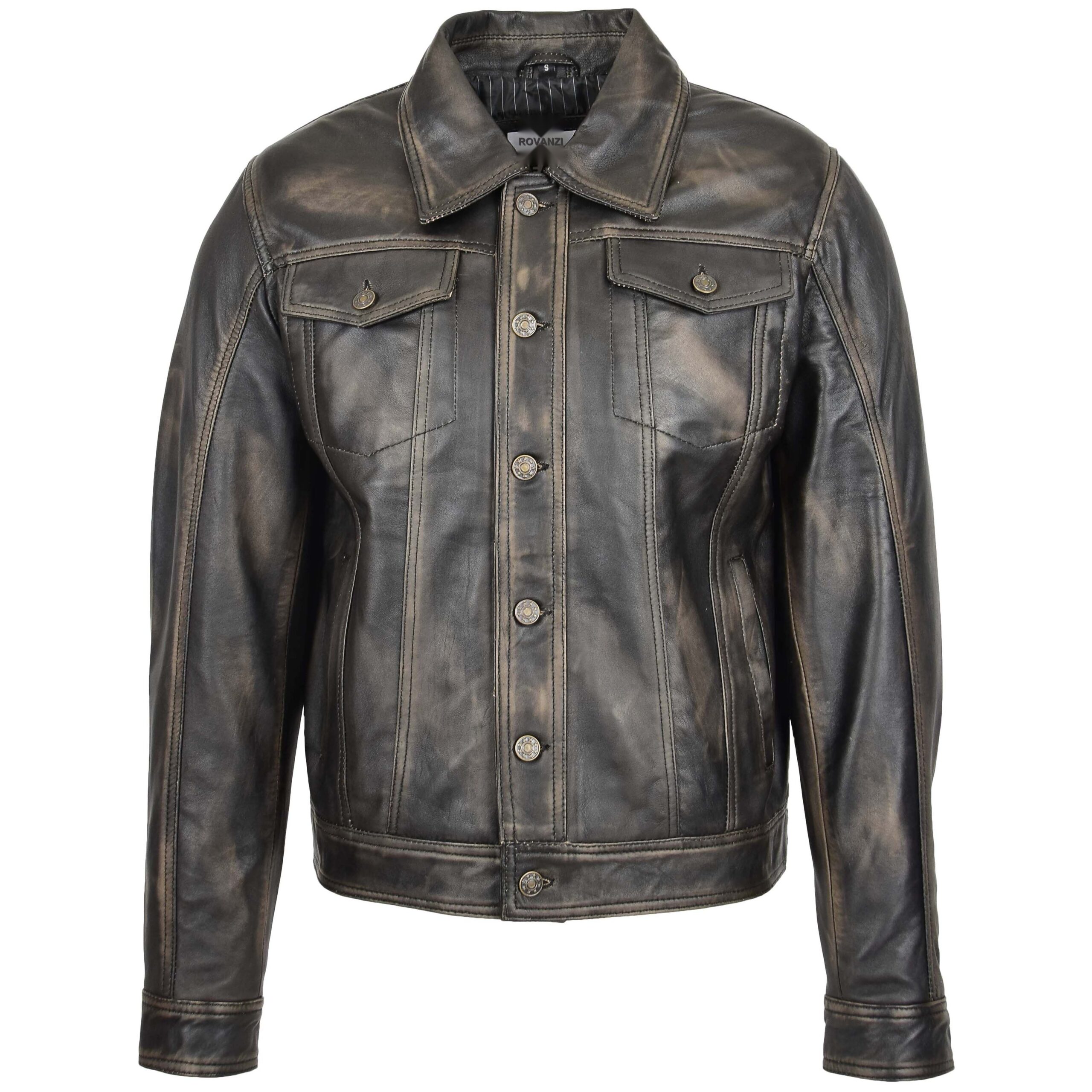 BUNERI Veste Homme Cuir Lee Rider Casual Noir Bicolore II – Image 3