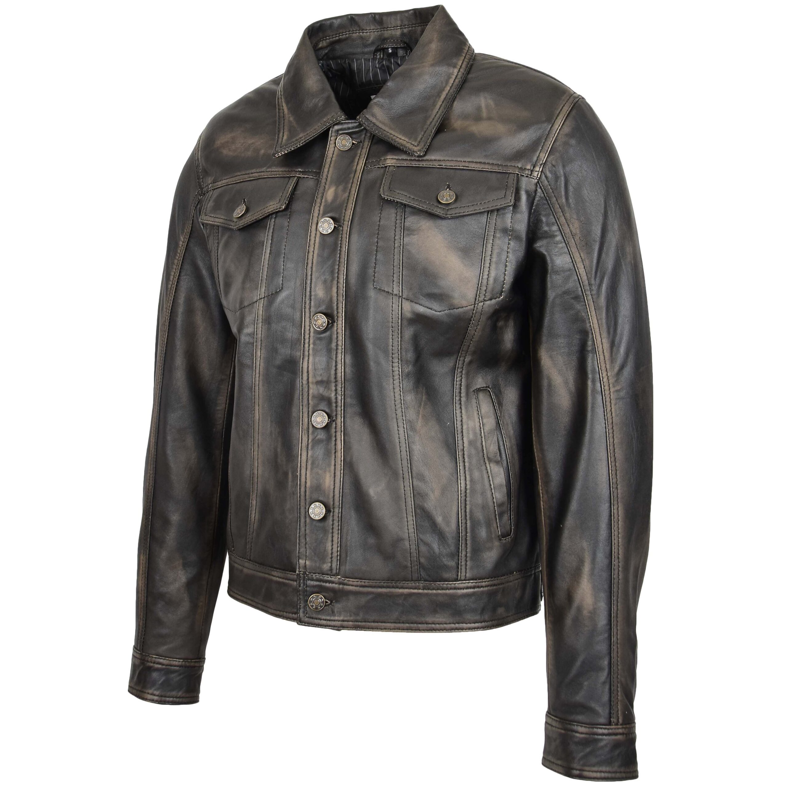 BUNERI Veste Homme Cuir Lee Rider Casual Noir Bicolore II – Image 4