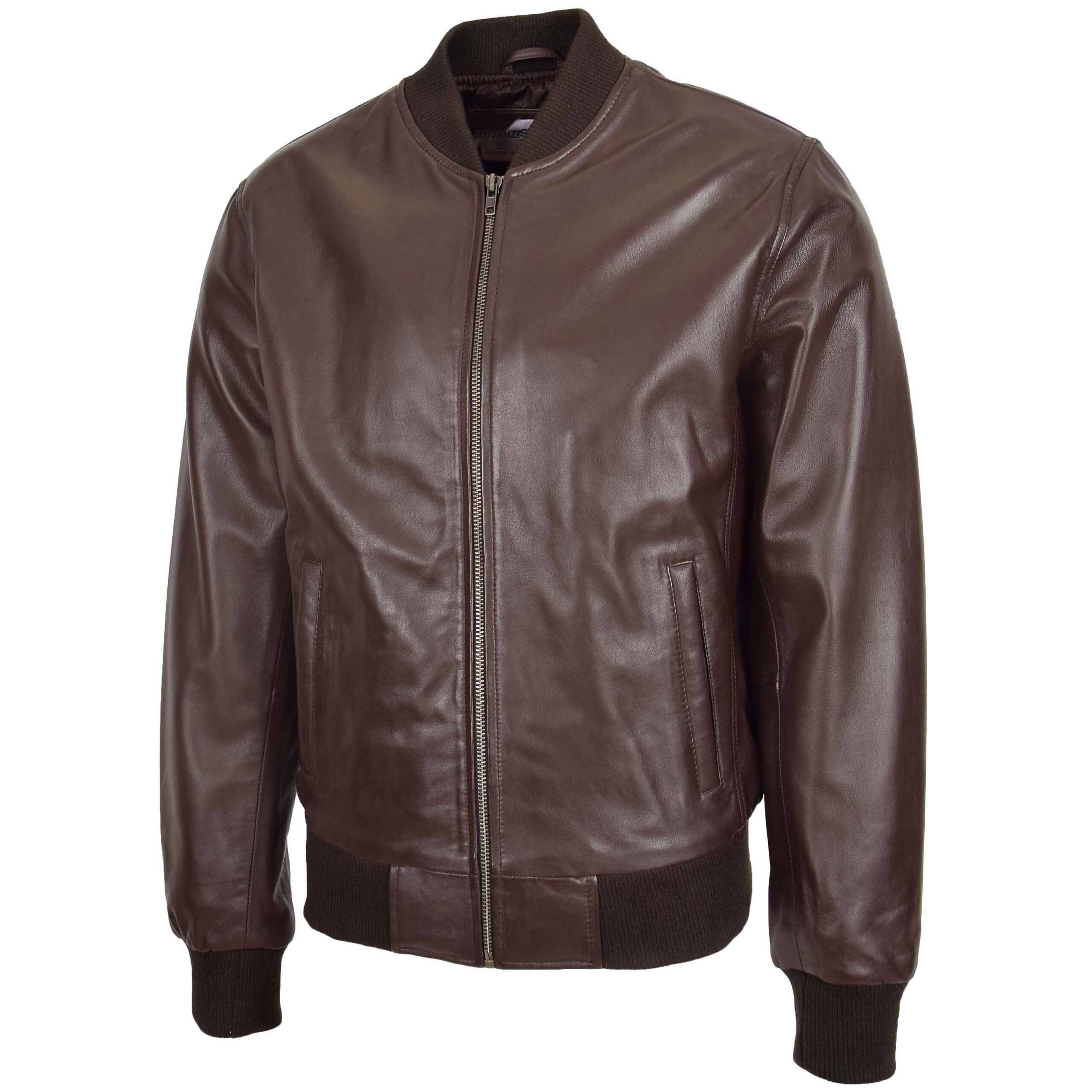 BUNERI Blouson Bomber MA-1 en Cuir Marron pour Homme – Image 4