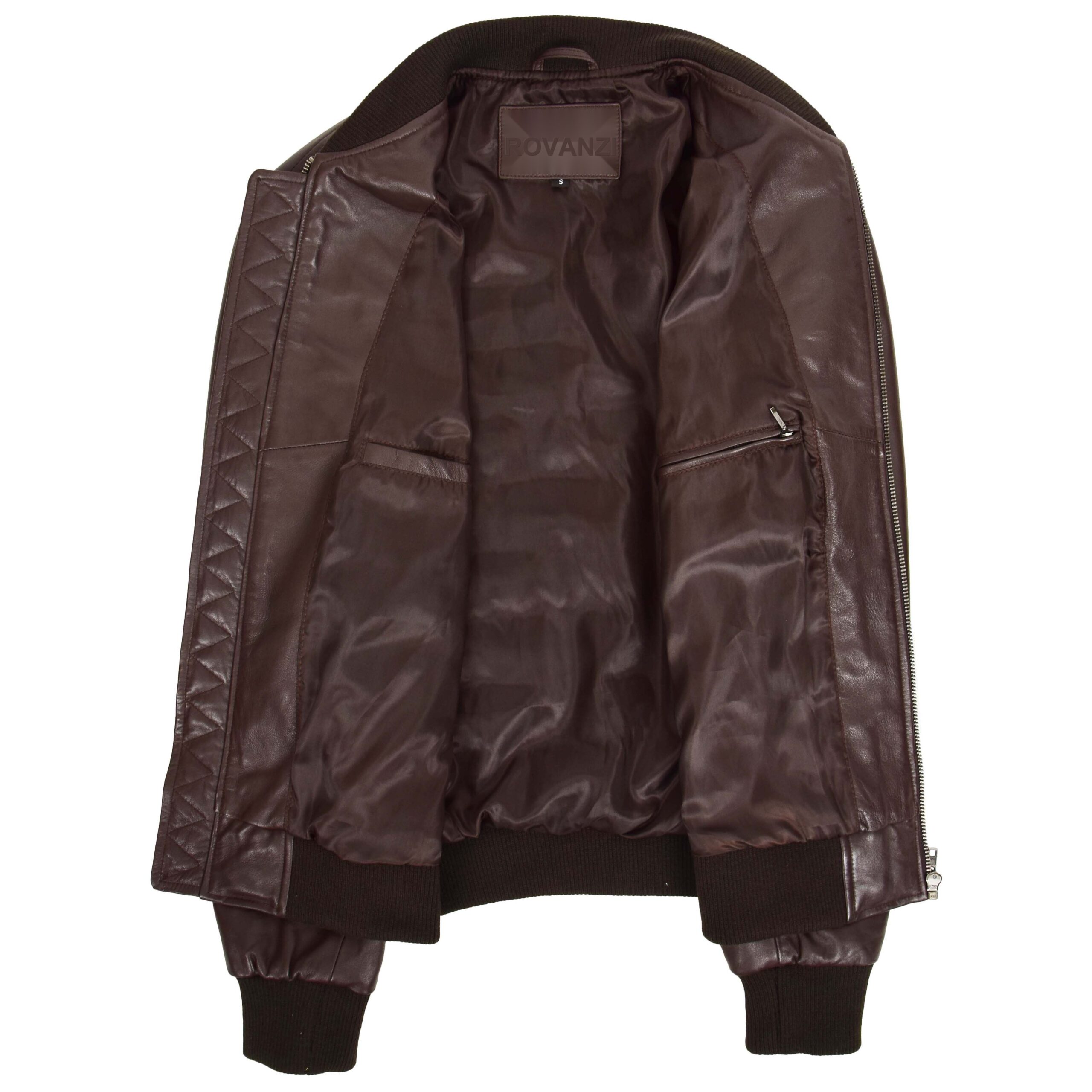 BUNERI Blouson Bomber MA-1 en Cuir Marron pour Homme – Image 6