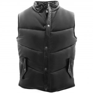 BUNERI Matelassé Cuir Leon Noir Body Warmer