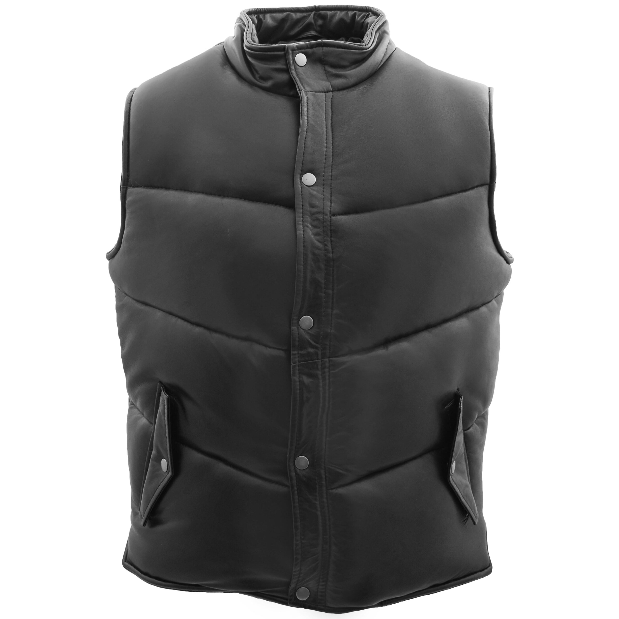 BUNERI Matelassé Cuir Leon Noir Body Warmer – Image 3