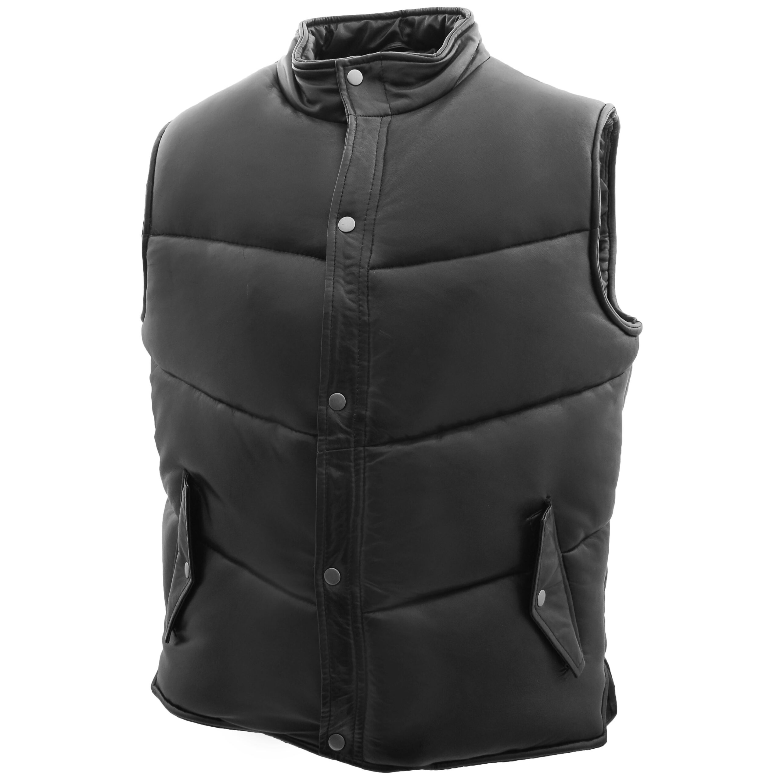 BUNERI Matelassé Cuir Leon Noir Body Warmer – Image 5
