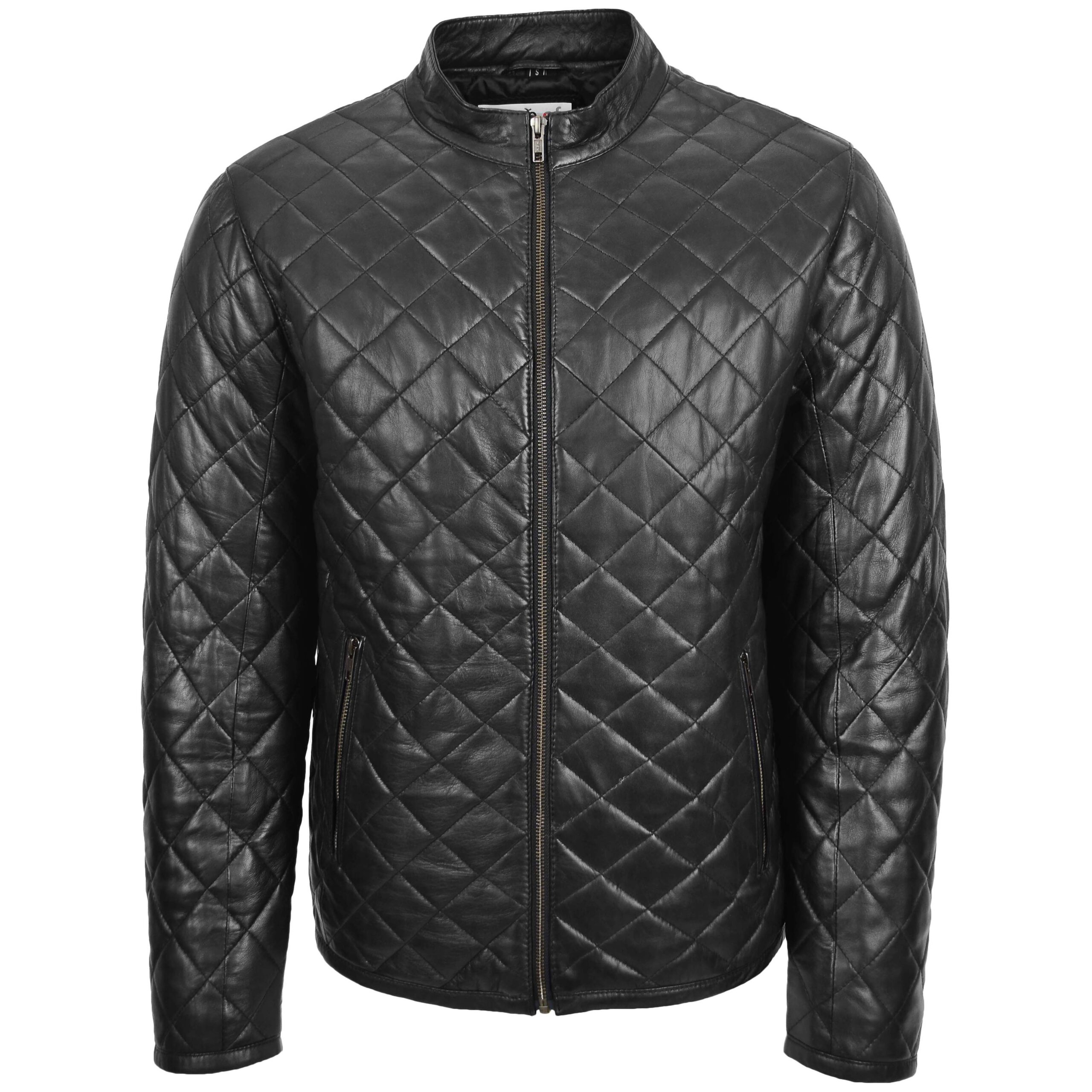 BUNERI Blouson Anorak en Cuir Noir Matelassé pour Homme – Image 3