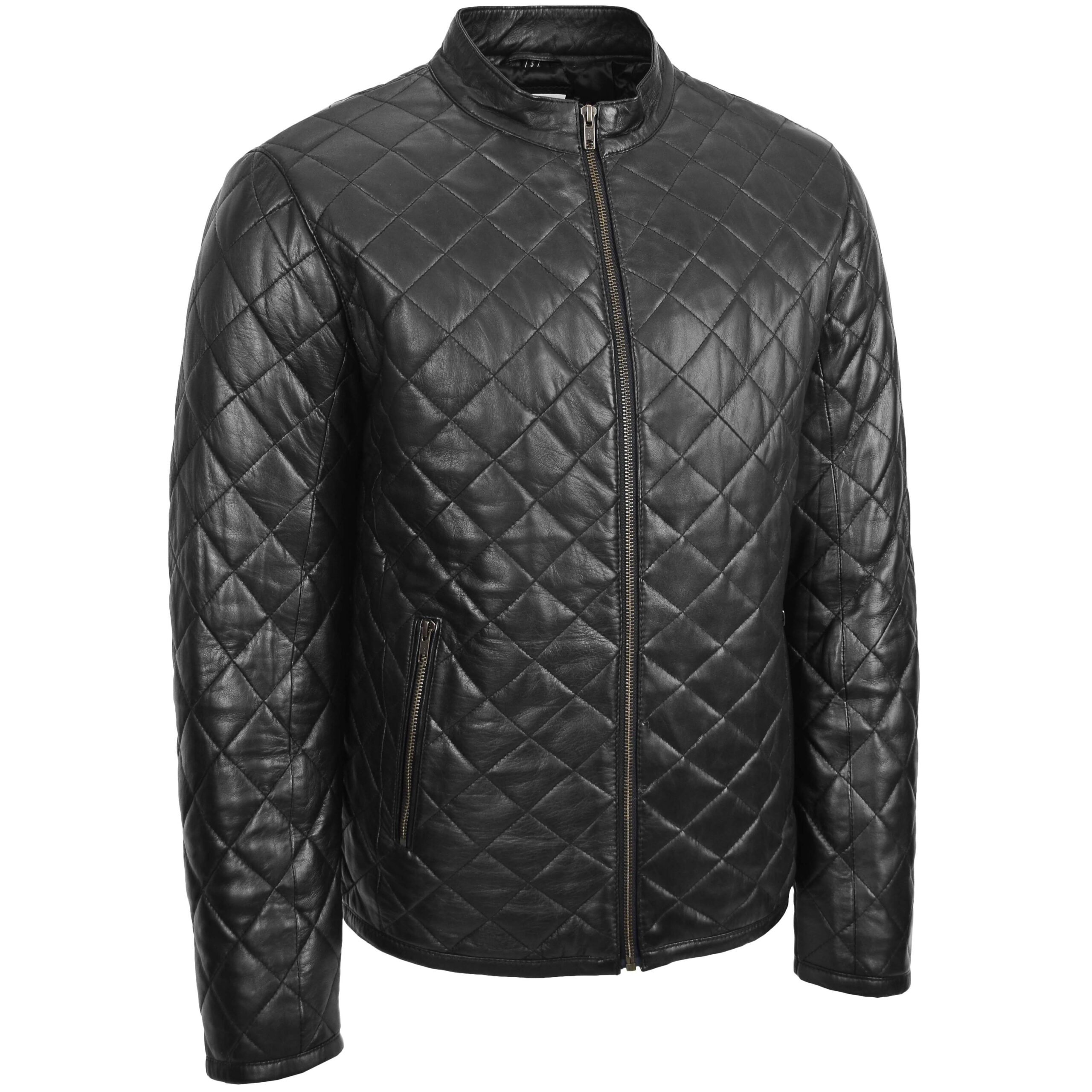 BUNERI Blouson Anorak en Cuir Noir Matelassé pour Homme – Image 4