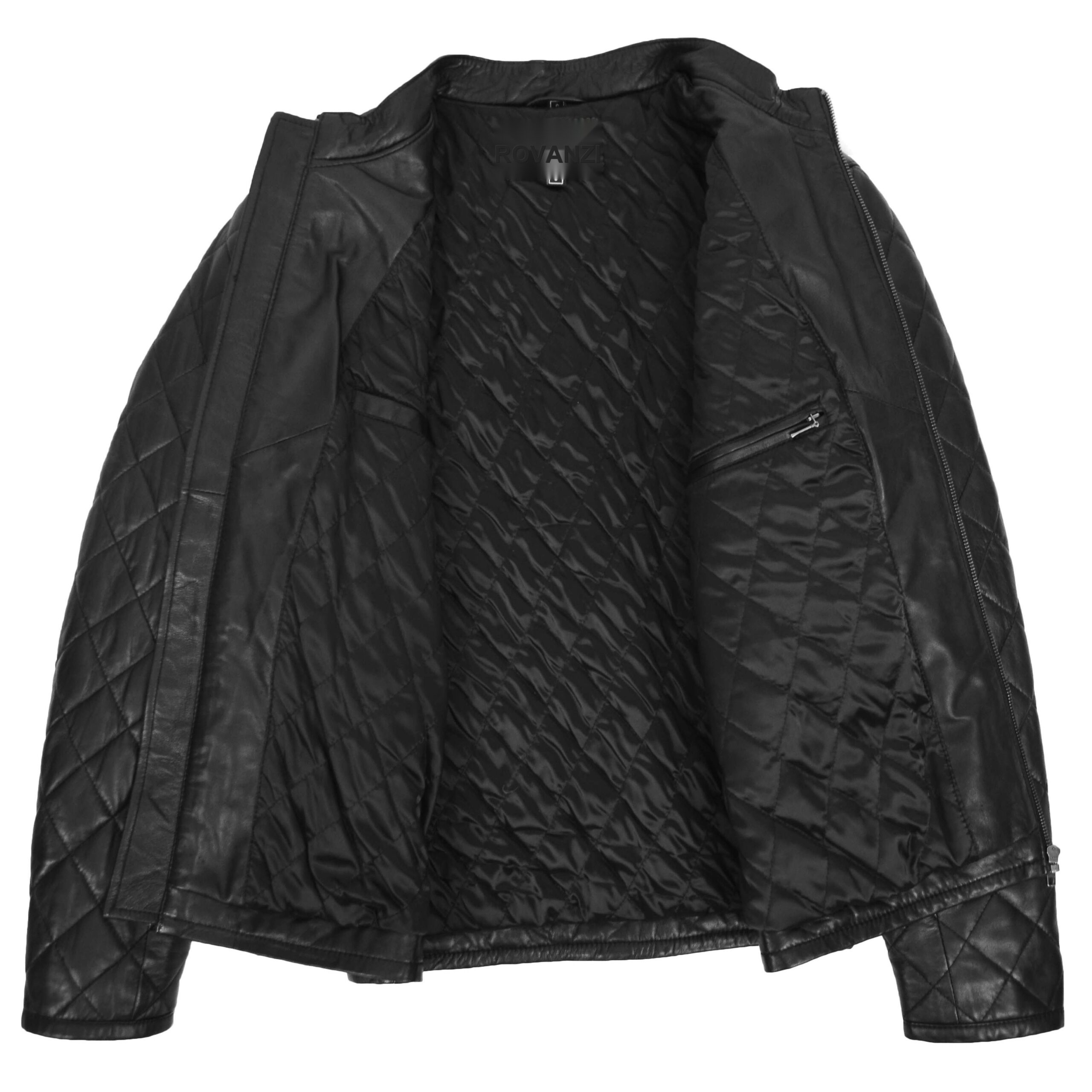 BUNERI Blouson Anorak en Cuir Noir Matelassé pour Homme – Image 6