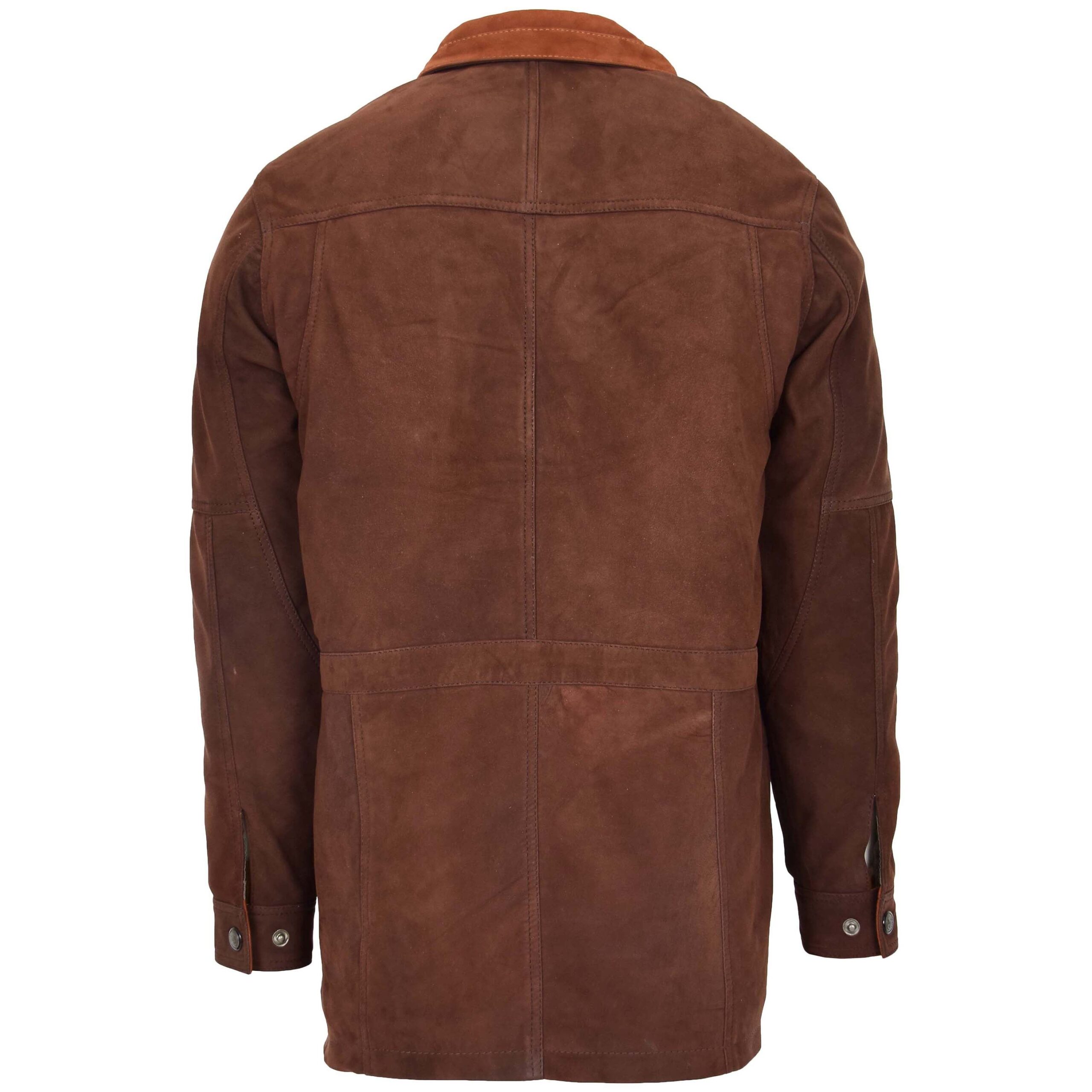 BUNERI Manteau Voiture en Cuir pour Homme Mi-Hanches Brun Nubuck – Image 2