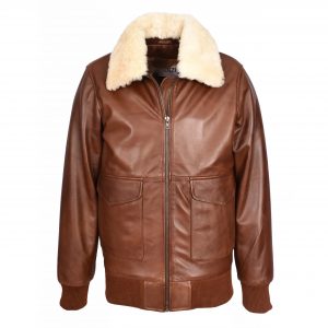 BUNERI Aviateur Luca Tan Premium Cuir G-1 Style Pilote Homme