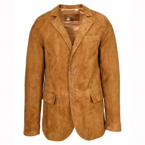 BUNERI Blazer en Daim de Chèvre pour Homme Deux Boutons Cognac