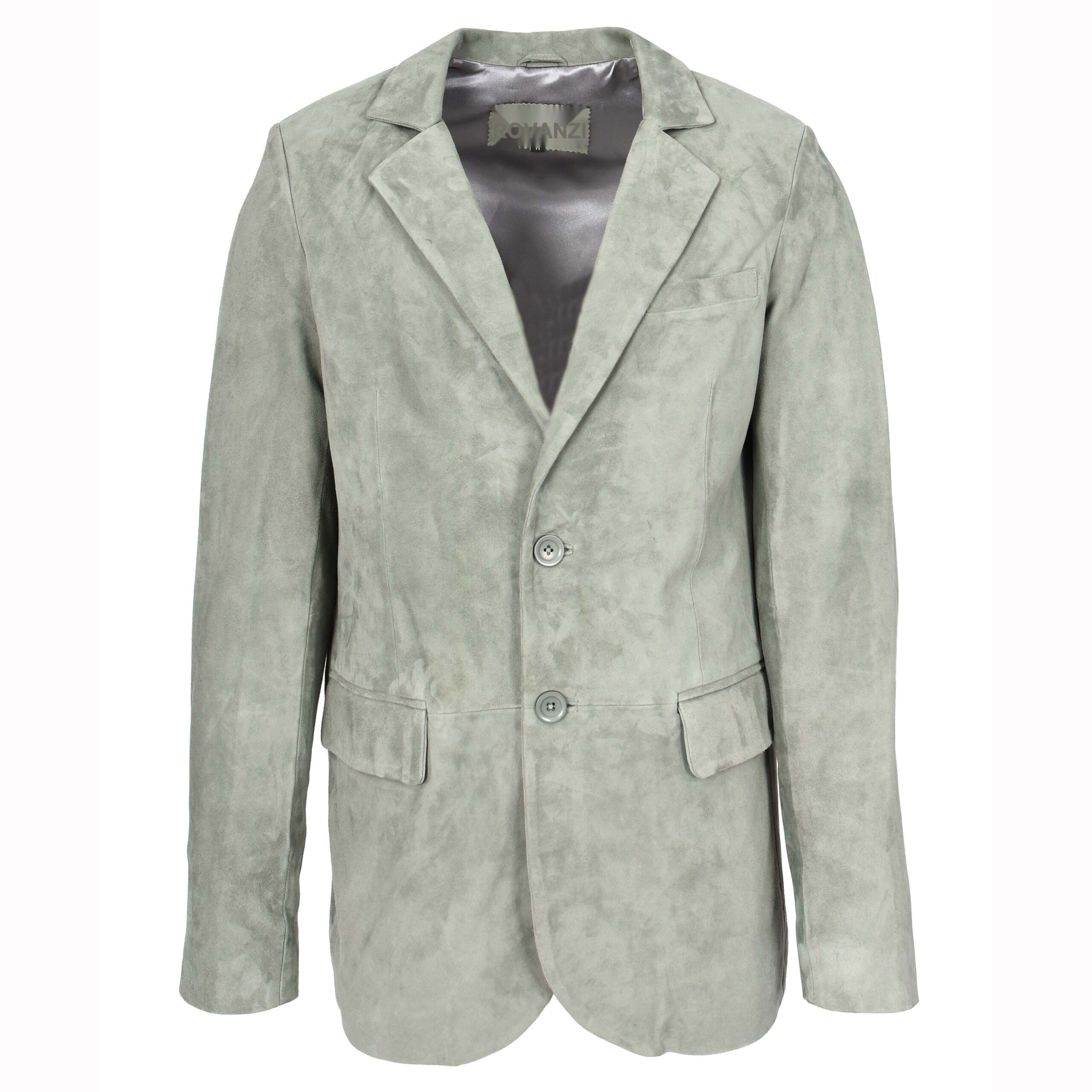 BUNERI Blazer en Daim de Chèvre pour Homme Deux Boutons Gris