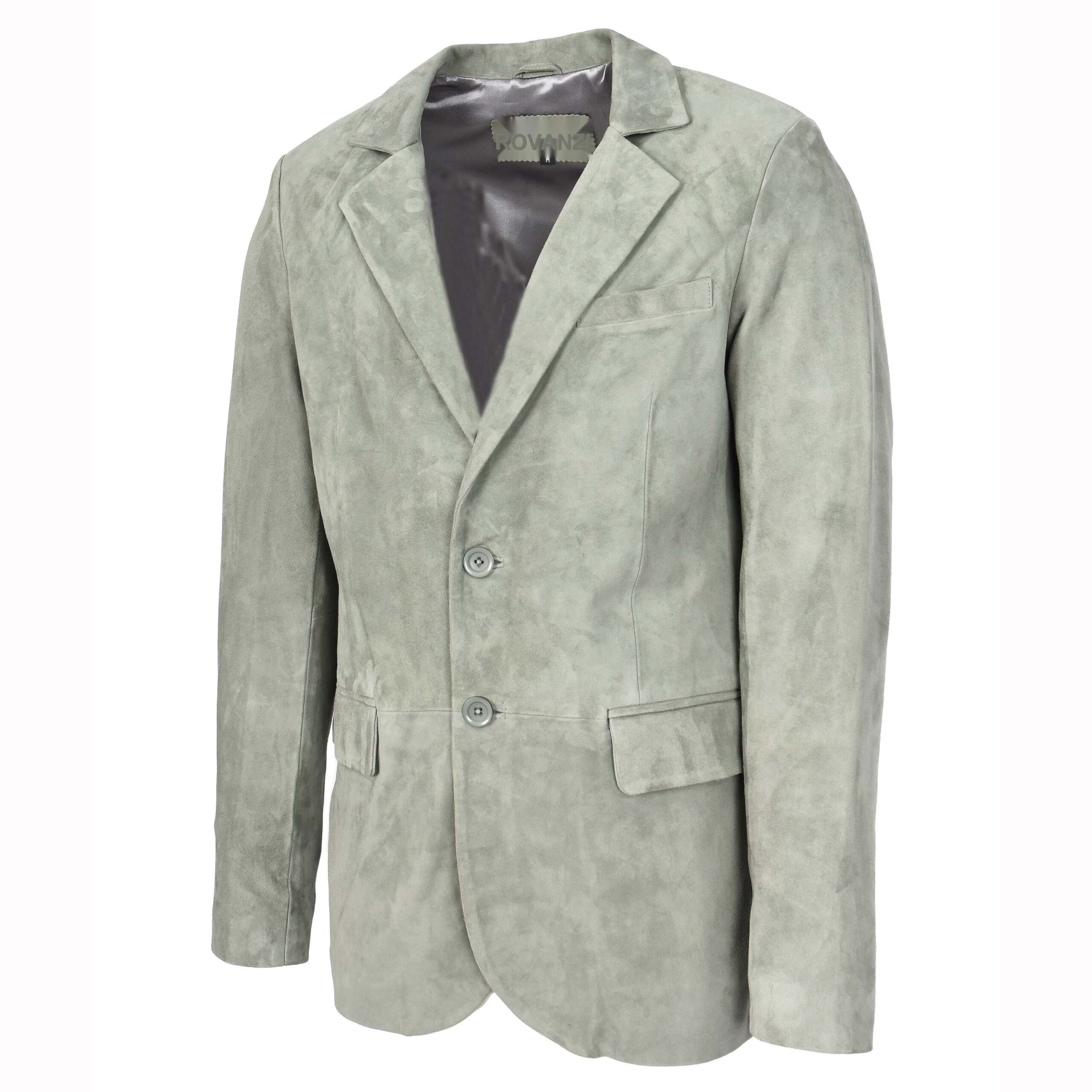 BUNERI Blazer en Daim de Chèvre pour Homme Deux Boutons Gris – Image 4